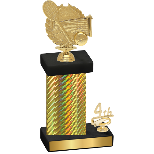 Accented Single Gold Carbon Fiber Fourth Place Tennis Trophy