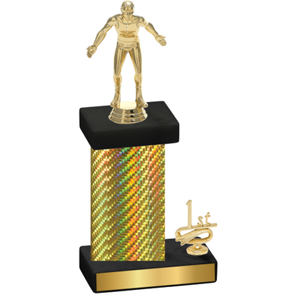 Accented Single Gold Carbon Fiber First Place Wrestling Trophy