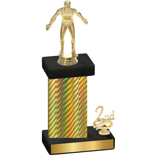 Accented Single Gold Carbon Fiber Second Place Wrestling Trophy