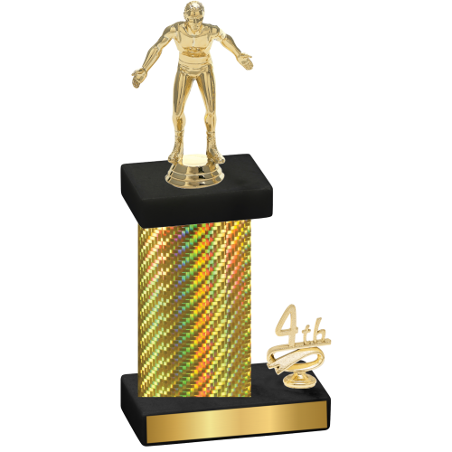 Accented Single Gold Carbon Fiber Fourth Place Wrestling Trophy