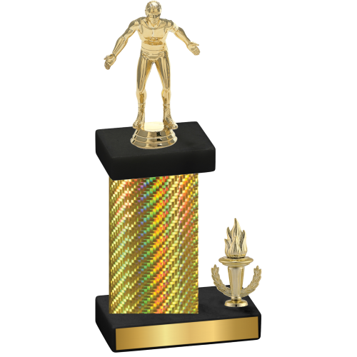 Accented Single Gold Carbon Fiber Victory Wrestling Trophy