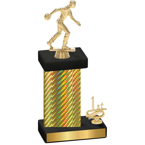 Accented Single Gold Carbon Fiber First Place Bowling Trophy