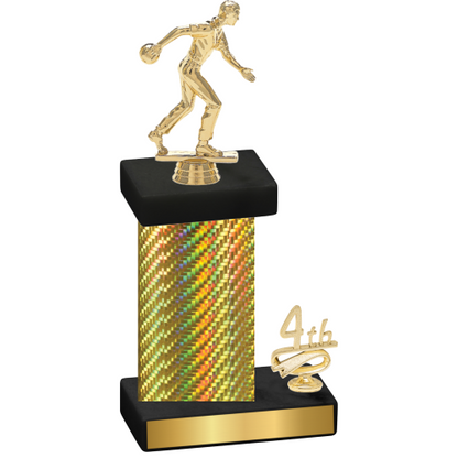 Accented Single Gold Carbon Fiber Fourth Place Bowling Trophy