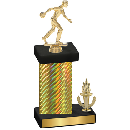 Accented Single Gold Carbon Fiber Victory Bowling Trophy