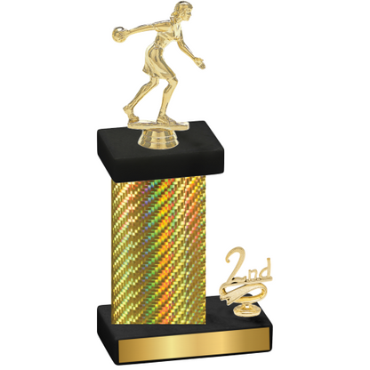 Accented Single Gold Carbon Fiber Second Place Bowling Trophy