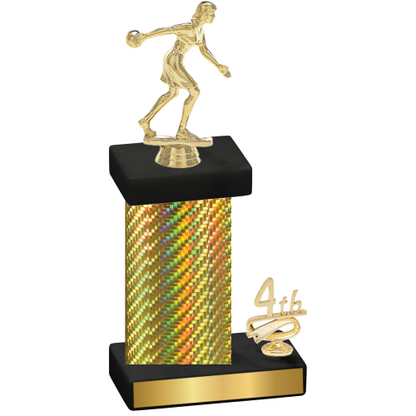 Accented Single Gold Carbon Fiber Fourth Place Bowling Trophy