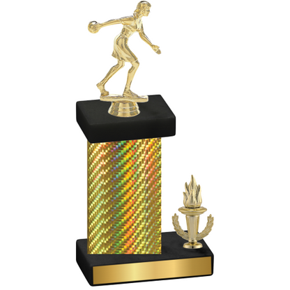 Accented Single Gold Carbon Fiber Victory Bowling Trophy