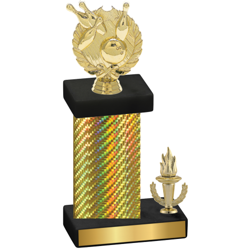 Accented Single Gold Carbon Fiber Victory Bowling Trophy