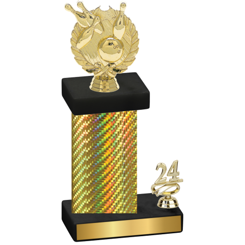 Accented Single Gold Carbon Fiber Year Bowling Trophy