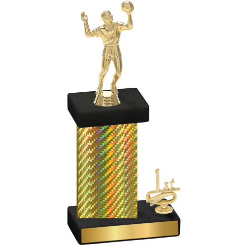 Accented Single Gold Carbon Fiber First Place Volleyball Trophy