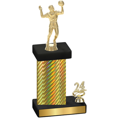 Accented Single Gold Carbon Fiber Year Volleyball Trophy