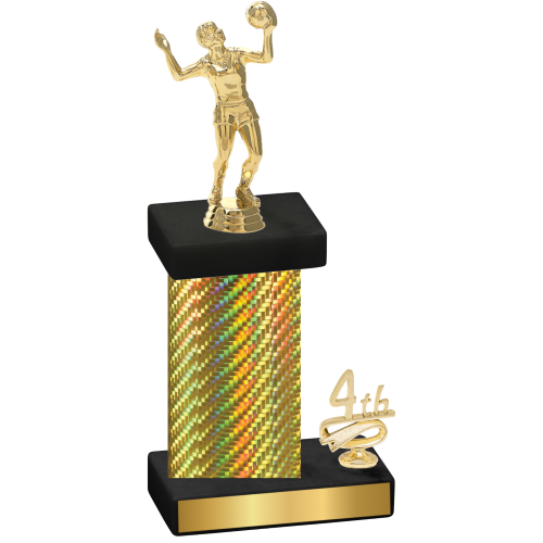 Accented Single Gold Carbon Fiber Fourth Place Volleyball Trophy