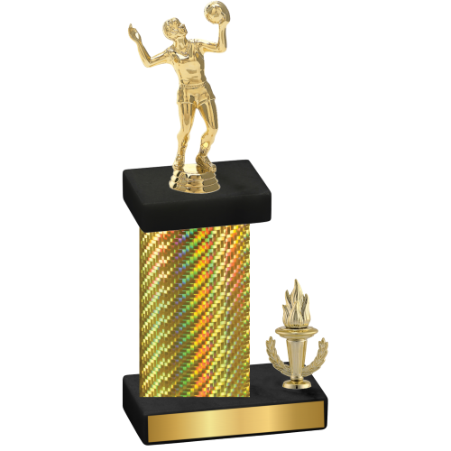 Accented Single Gold Carbon Fiber Victory Volleyball Trophy