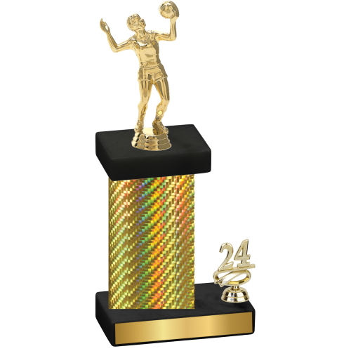 Accented Single Gold Carbon Fiber Year Volleyball Trophy