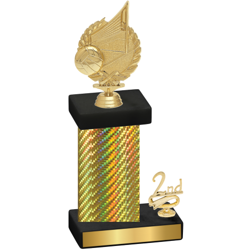 Accented Single Gold Carbon Fiber Second Place Volleyball Trophy