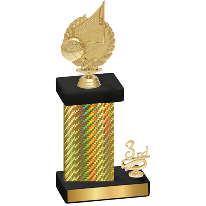 Accented Single Gold Carbon Fiber Third Place Volleyball Trophy