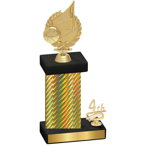 Accented Single Gold Carbon Fiber Fourth Place Volleyball Trophy