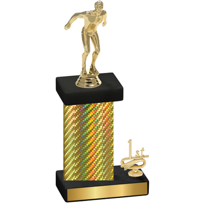 Accented Single Gold Carbon Fiber First Place Swimming Trophy