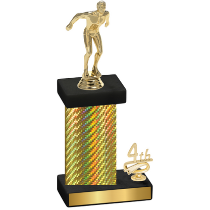 Accented Single Gold Carbon Fiber Fourth Place Swimming Trophy