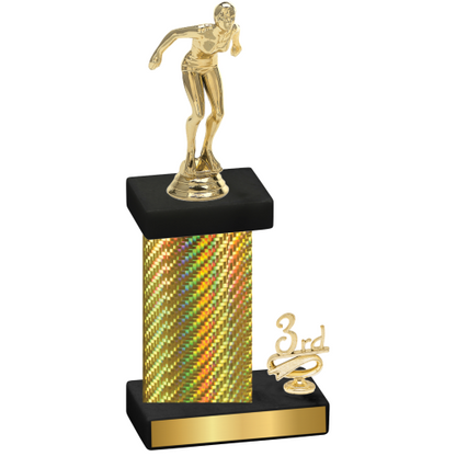 Accented Single Gold Carbon Fiber Third Place Tennis Trophy