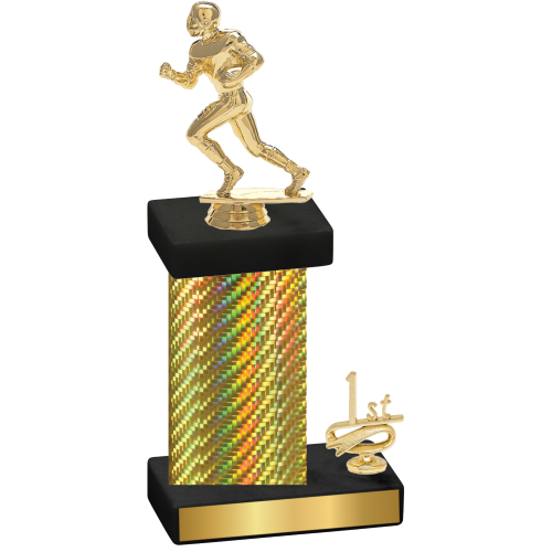 Accented Single Gold Carbon Fiber First Place Football Trophy