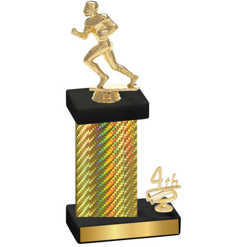 Accented Single Gold Carbon Fiber Fourth Place Football Trophy