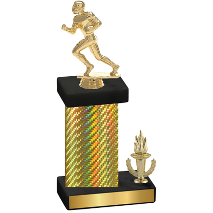 Accented Single Gold Carbon Fiber Victory Football Trophy