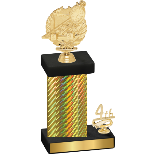 Accented Single Gold Carbon Fiber Fourth Place Swimming Trophy