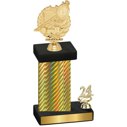 Accented Single Gold Carbon Fiber Year Swimming Trophy