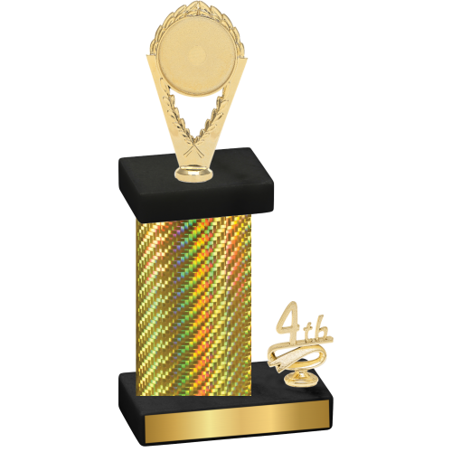 Accented Single Gold Carbon Fiber Fourth Place Insert Trophy