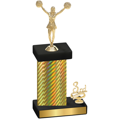 Accented Single Gold Carbon Fiber Third Place Cheerleading Trophy