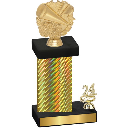 Accented Single Gold Carbon Fiber Year Cheerleading Trophy