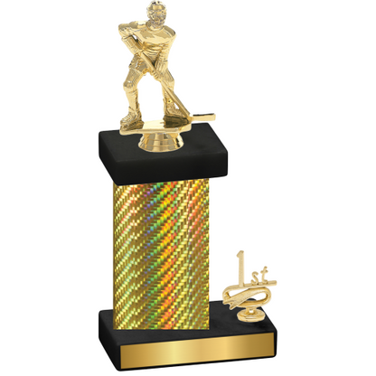 Accented Single Gold Carbon Fiber First Place Hockey Trophy