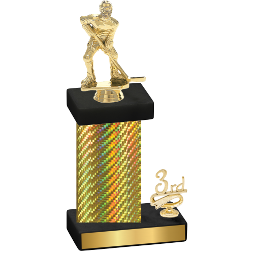 Accented Single Gold Carbon Fiber Third Place Hockey Trophy