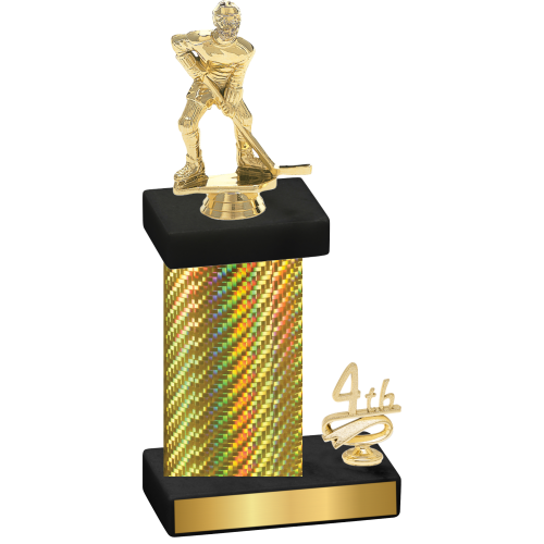 Accented Single Gold Carbon Fiber Fourth Place Hockey Trophy