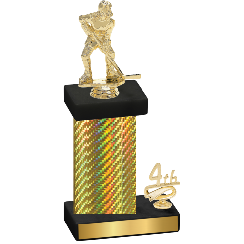 Accented Single Gold Carbon Fiber Fourth Place Hockey Trophy