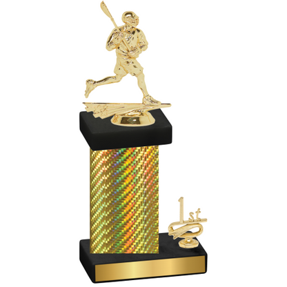 Accented Single Gold Carbon Fiber First Place Lacrosse Trophy