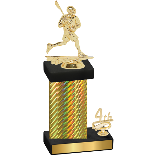Accented Single Gold Carbon Fiber Fourth Place Lacrosse Trophy