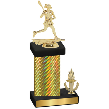 Accented Single Gold Carbon Fiber Victory Lacrosse Trophy