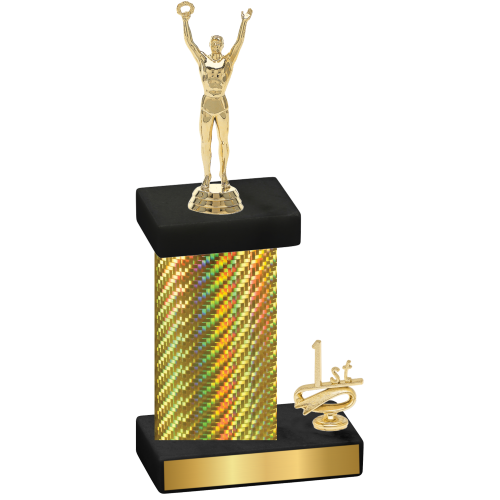 Accented Single Gold Carbon Fiber First Place Victory Trophy