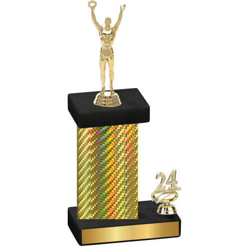 Accented Single Gold Carbon Fiber Year Victory Trophy