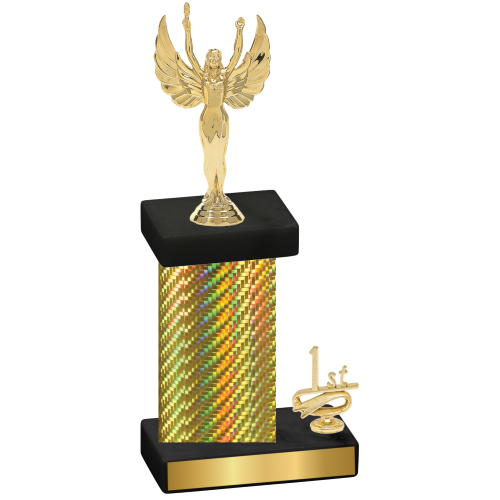 Accented Single Gold Carbon Fiber First Place Victory Trophy