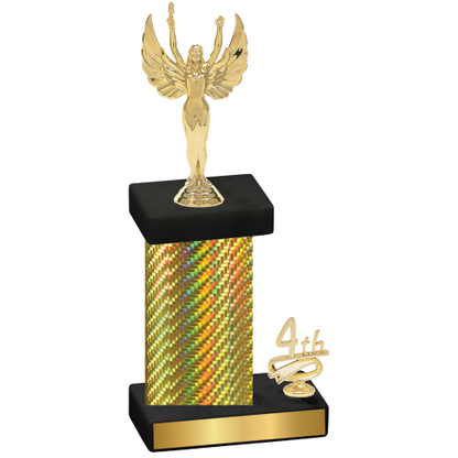 Accented Single Gold Carbon Fiber Fourth Place Victory Trophy