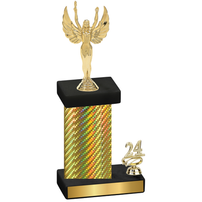 Accented Single Gold Carbon Fiber Year Victory Trophy