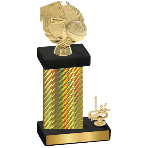 Accented Single Gold Carbon Fiber First Place Basketball Trophy