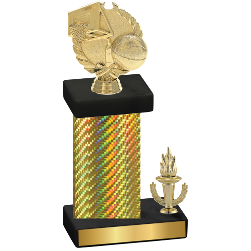 Accented Single Gold Carbon Fiber Victory Basketball Trophy