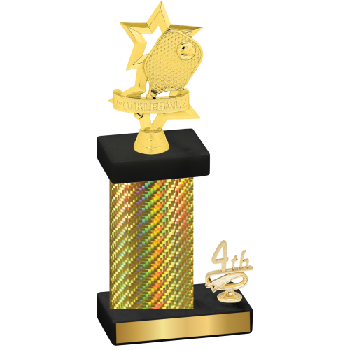 Accented Single Gold Carbon Fiber Fourth Place Pickleball Trophy