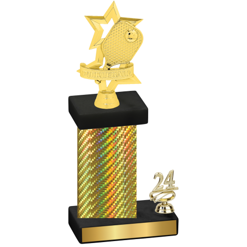 Accented Single Gold Carbon Fiber Year Pickleball Trophy