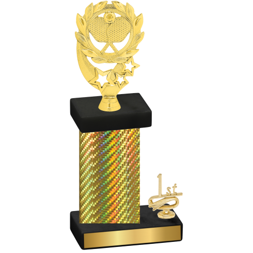 Accented Single Gold Carbon Fiber First Place Pickleball Trophy