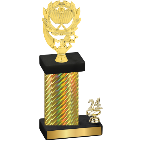 Accented Single Gold Carbon Fiber Year Pickleball Trophy